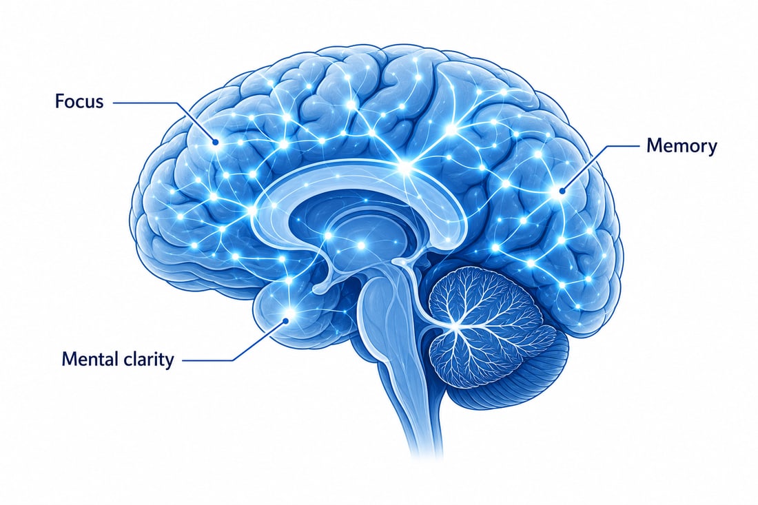 Illustration of the human brain with active neural connections